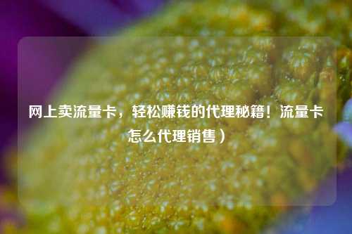 网上卖流量卡，轻松赚钱的代理秘籍！流量卡怎么代理销售）