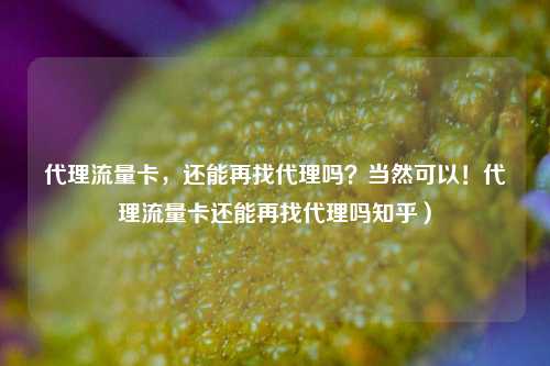 代理流量卡，还能再找代理吗？当然可以！代理流量卡还能再找代理吗知乎）