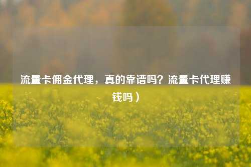 流量卡佣金代理，真的靠谱吗？流量卡代理赚钱吗）