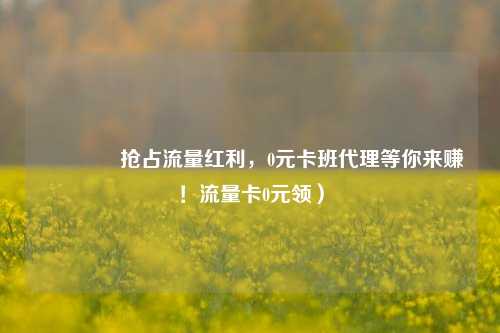 🚀抢占流量红利，0元卡班代理等你来赚！流量卡0元领）