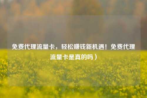 免费代理流量卡，轻松赚钱新机遇！免费代理流量卡是真的吗）