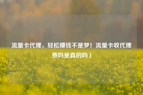流量卡代理，轻松赚钱不是梦！流量卡收代理费吗是真的吗）
