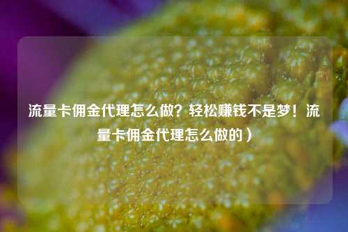 流量卡佣金代理怎么做？轻松赚钱不是梦！流量卡佣金代理怎么做的）