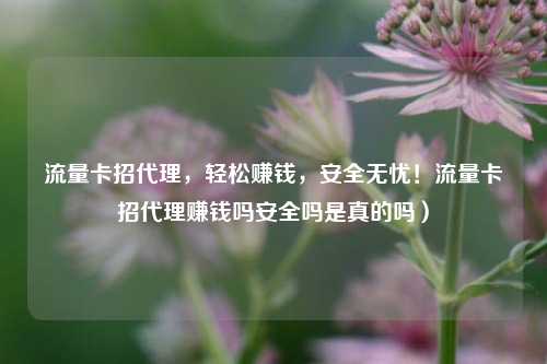 流量卡招代理，轻松赚钱，安全无忧！流量卡招代理赚钱吗安全吗是真的吗）
