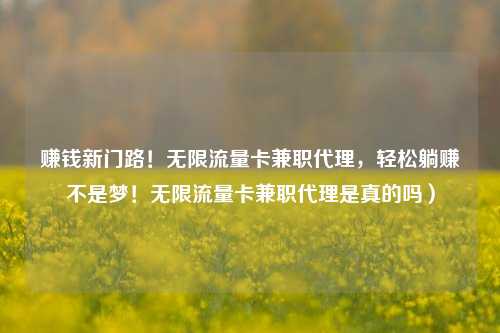 赚钱新门路！无限流量卡兼职代理，轻松躺赚不是梦！无限流量卡兼职代理是真的吗）