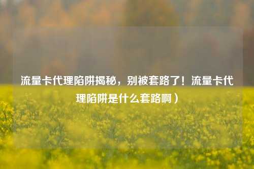 流量卡代理陷阱揭秘，别被套路了！流量卡代理陷阱是什么套路啊）