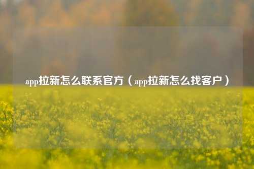 app拉新怎么联系官方（app拉新怎么找客户）