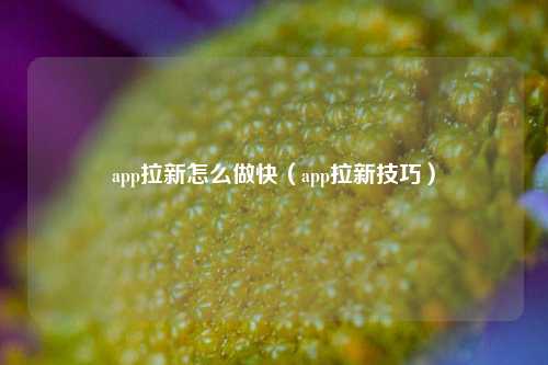 app拉新怎么做快（app拉新技巧）