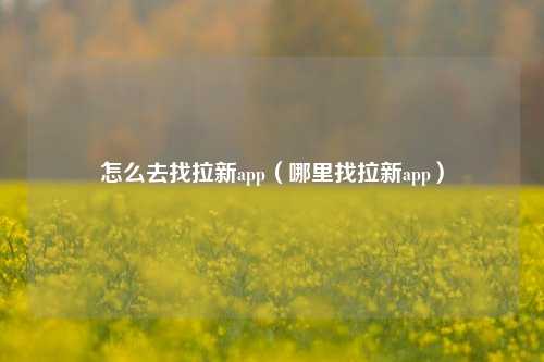 怎么去找拉新app（哪里找拉新app）